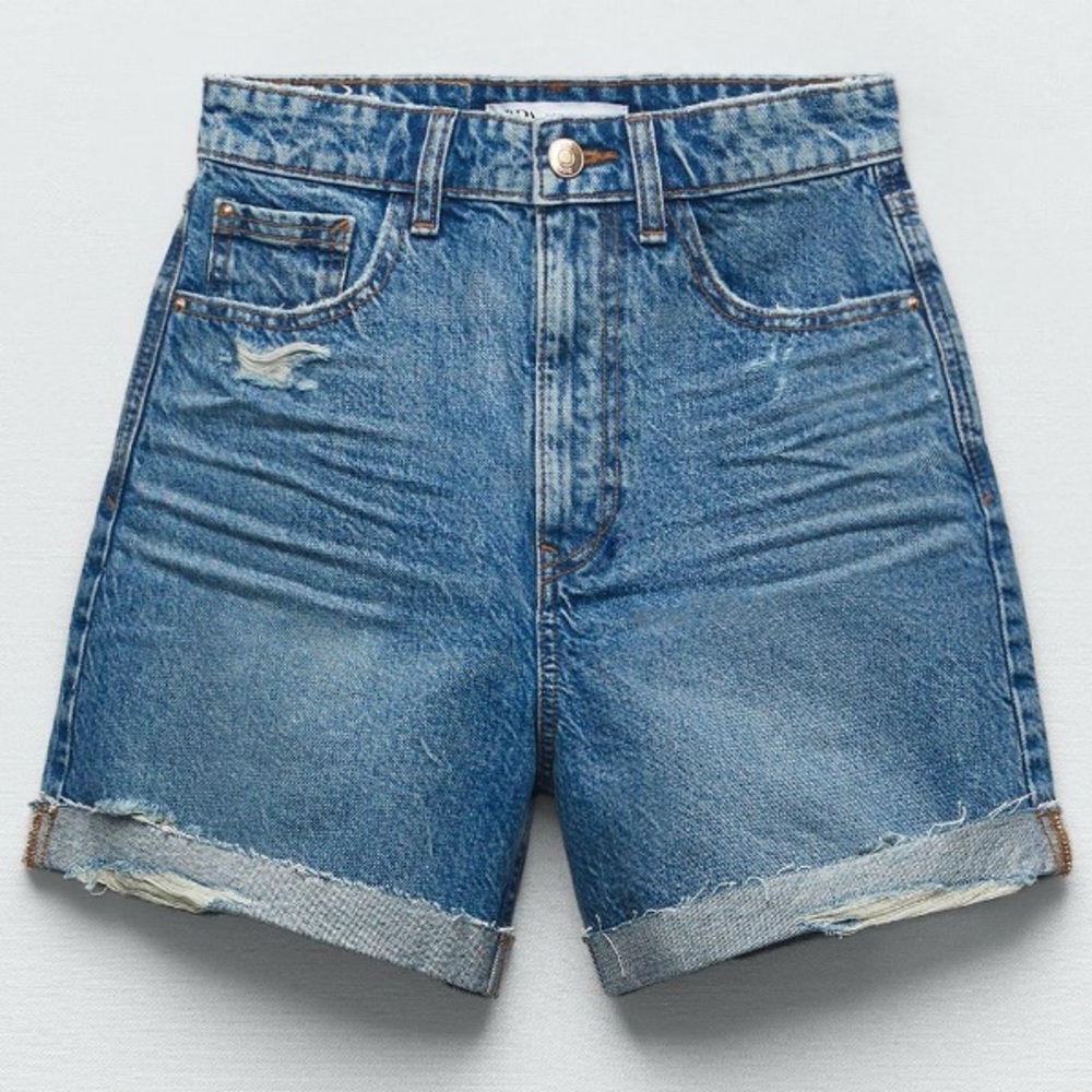 ZARA 1975 HIGH-WAISTED MOM FIT DENIM SHORTS NWOT